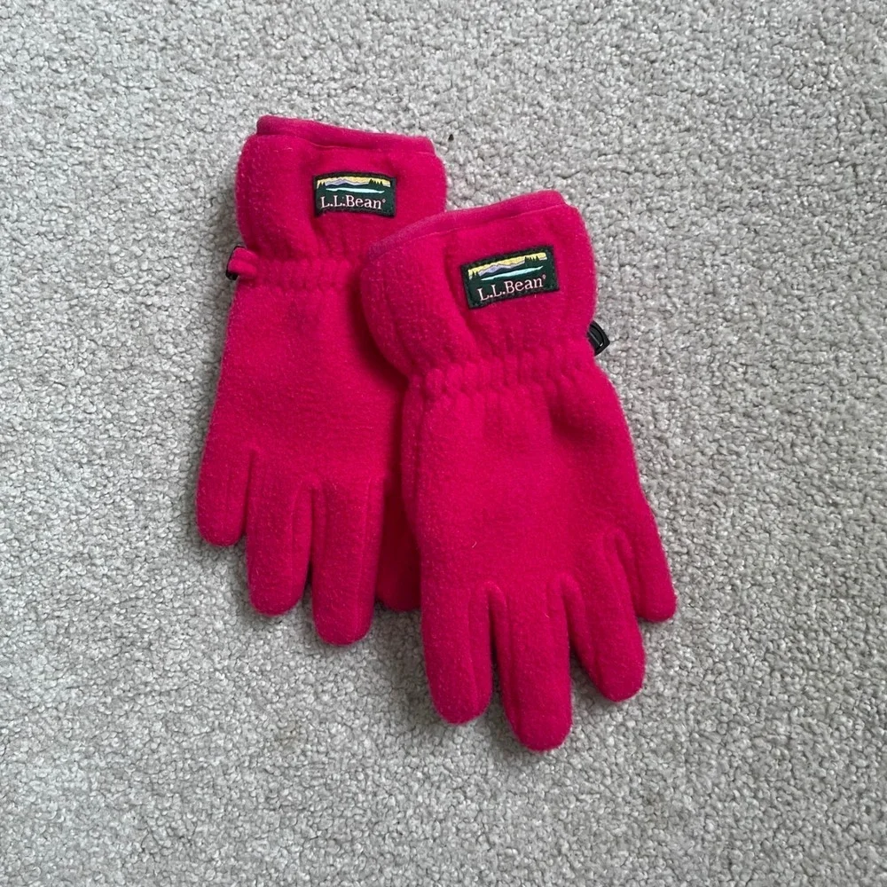 L.L. Bean Kids Fleece Gloves Hot Pink Winter Warm Size Kids XS